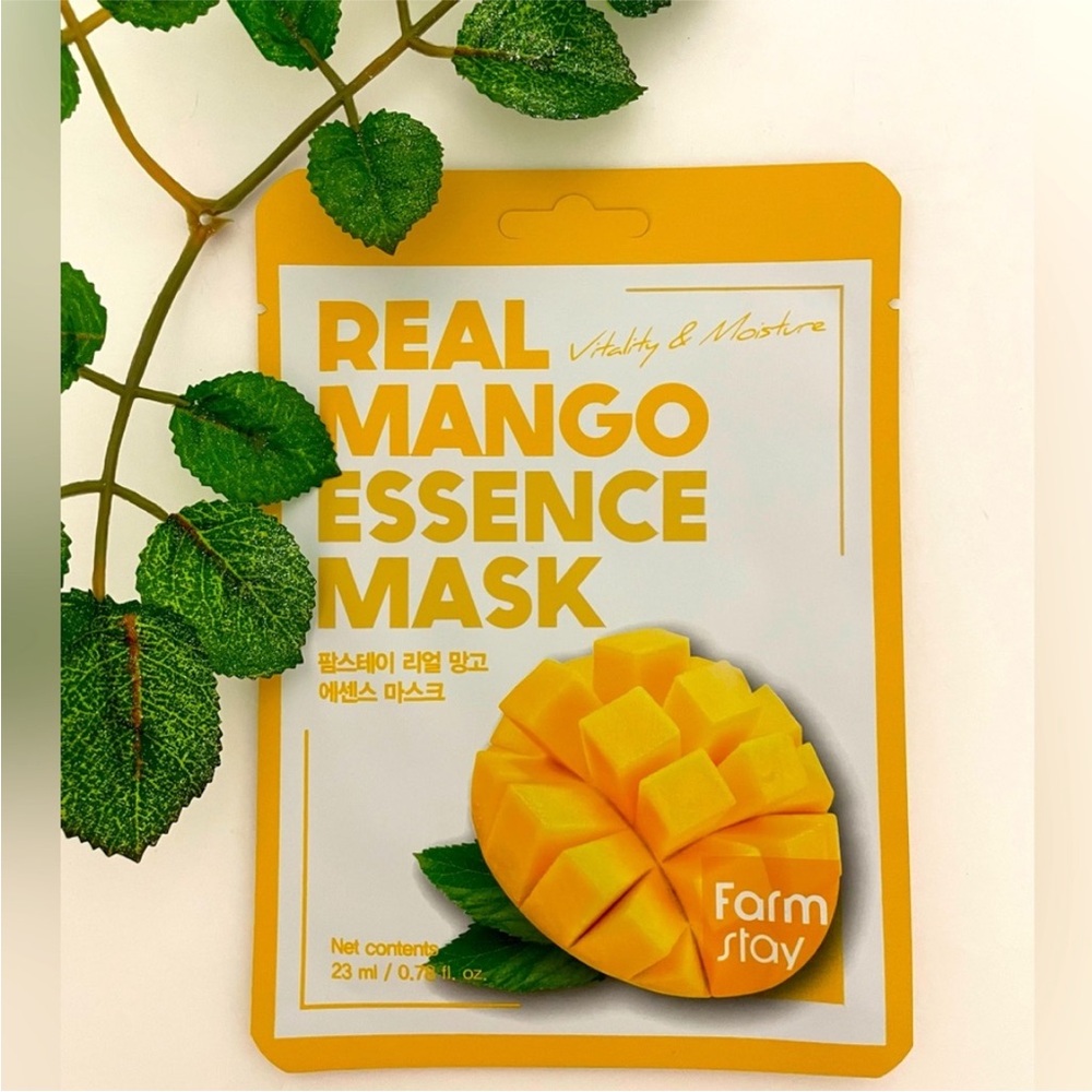 New $5ea OR 5/$18 FARM STAY Mango Essence Hydrate Sheet Face Mask